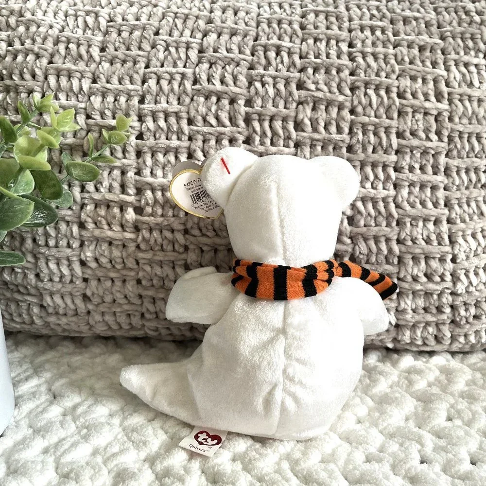 TY Beanie Baby QUIVERS Bear Ghost (6.5